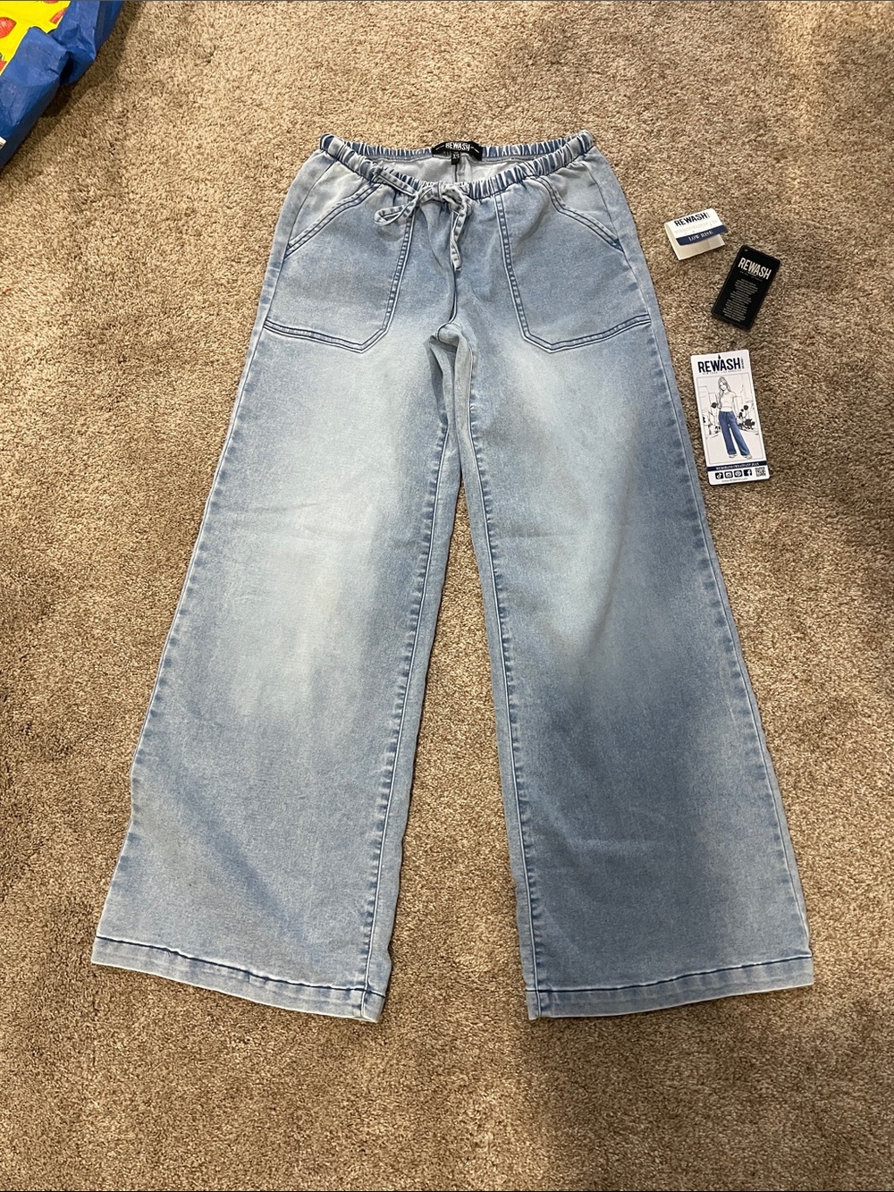 Rewash Light Blue Wide Leg micro band sweatpants extra small